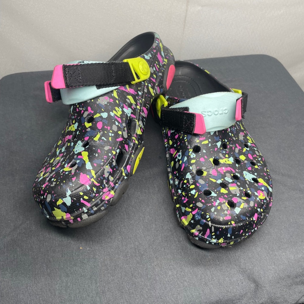 Crocs Women Clog Foam Multi Size 10 Paint Splatter Classic All-Terrain Retro